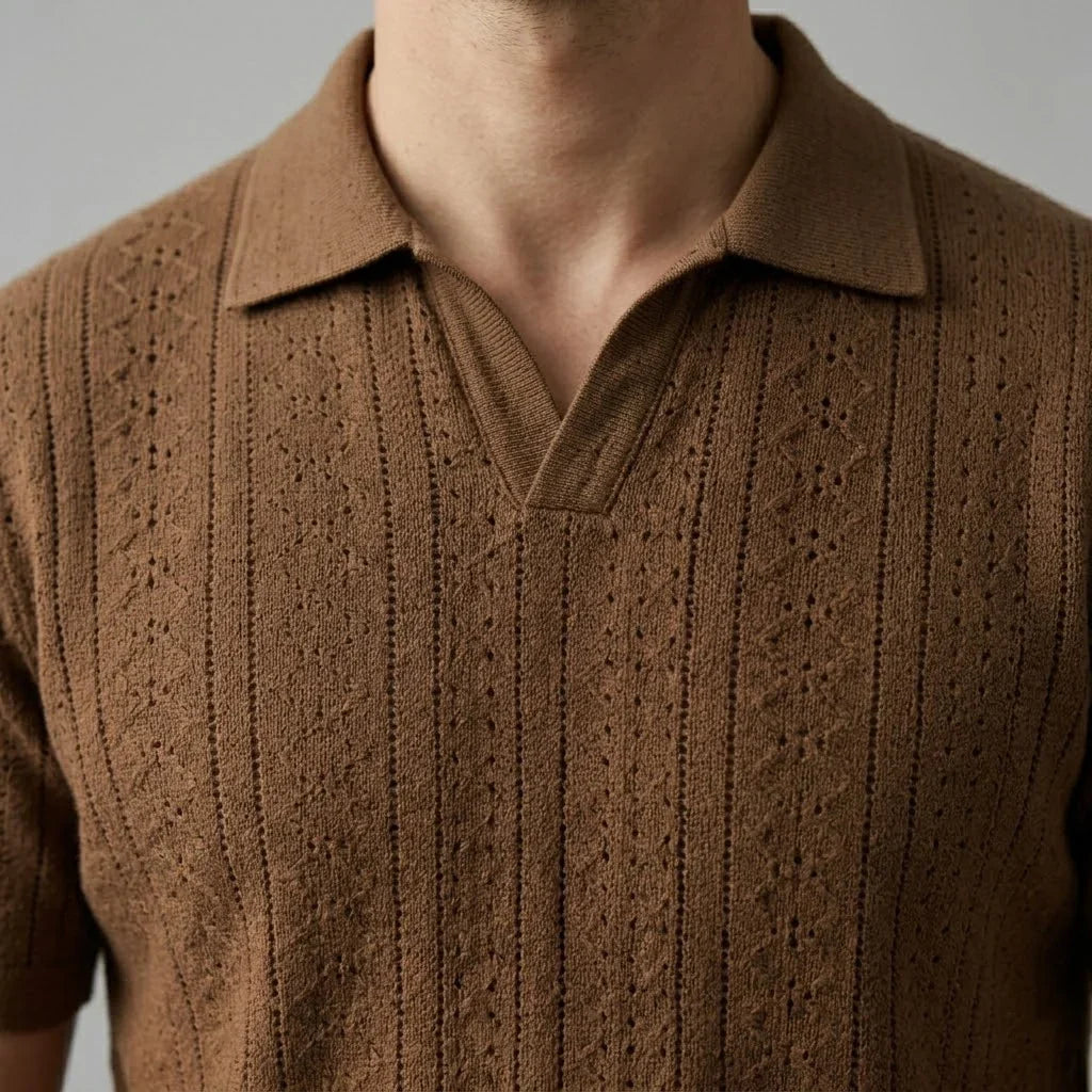 Men's Textured Knit Polo Shirt 4