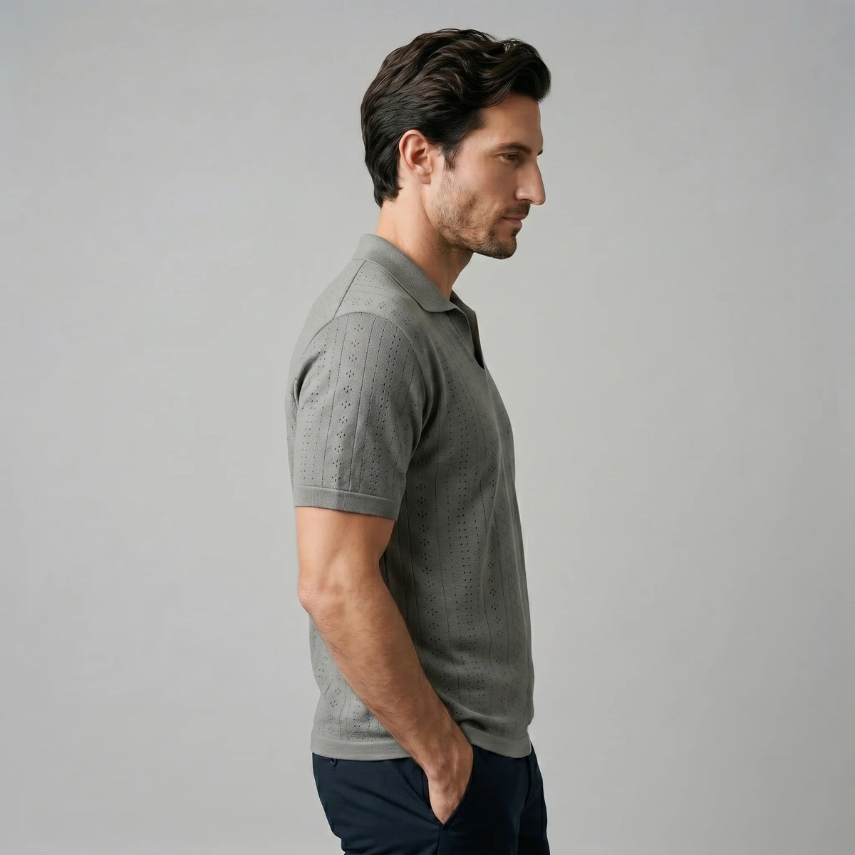 Men's Textured Knit Polo Shirt 7