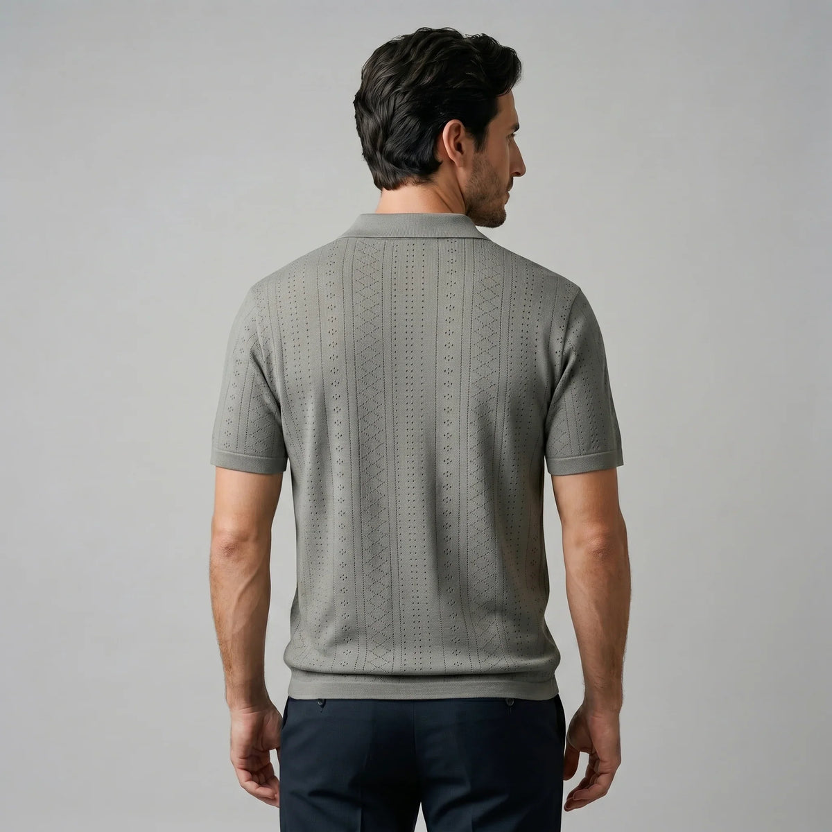 Men's Textured Knit Polo Shirt 8
