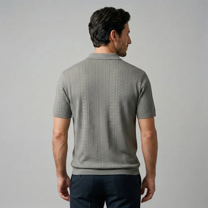 Men's Textured Knit Polo Shirt 8