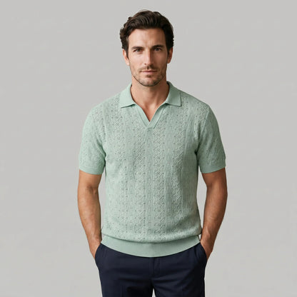 Men's Textured Knit Polo Shirt 9