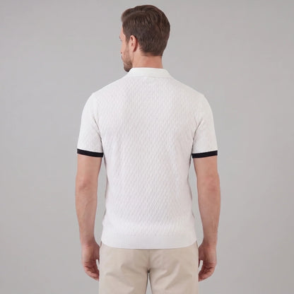 Men's Textured Polo Shirt with Contrast Collar 3