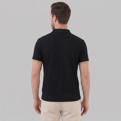 Men's Textured Polo Shirt with Contrast Collar 6