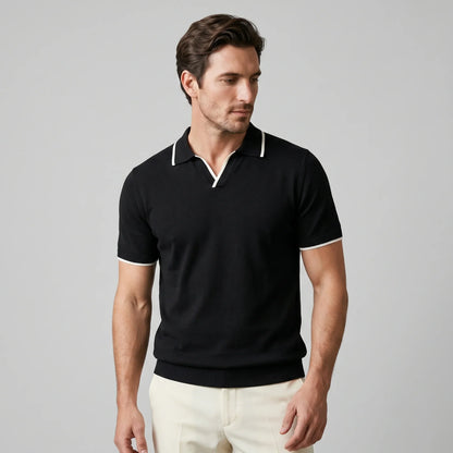 Men's Tipped Open-Collar Knit Polo 0