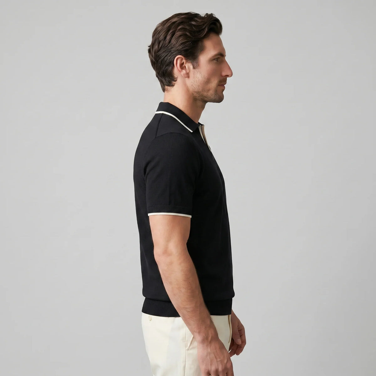 Men's Tipped Open-Collar Knit Polo 2