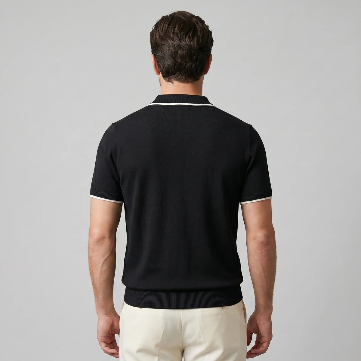 Men's Tipped Open-Collar Knit Polo 3