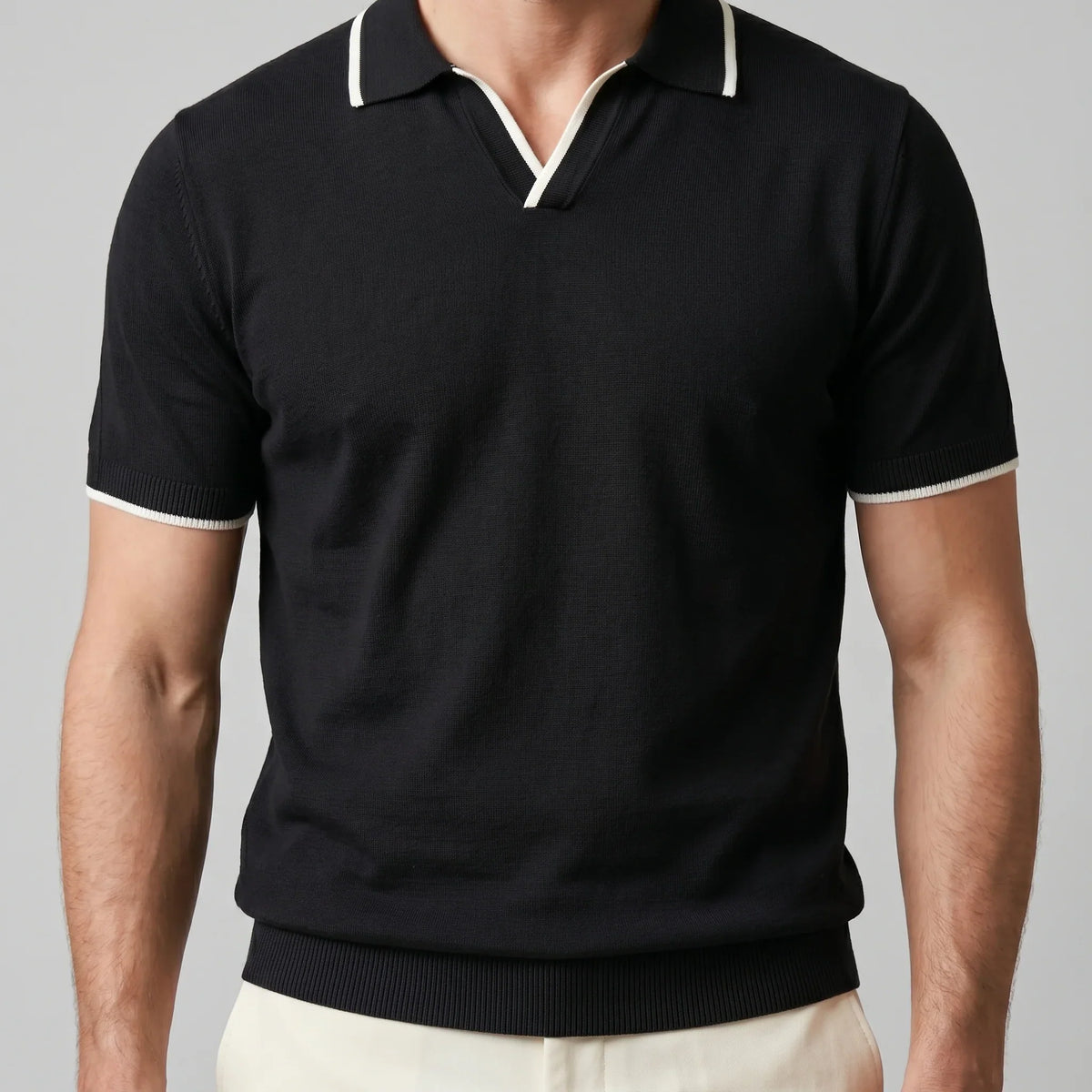 Men's Tipped Open-Collar Knit Polo 4