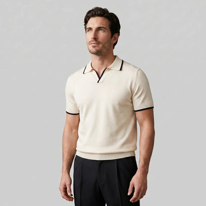 Men's Tipped Open-Collar Knit Polo 6