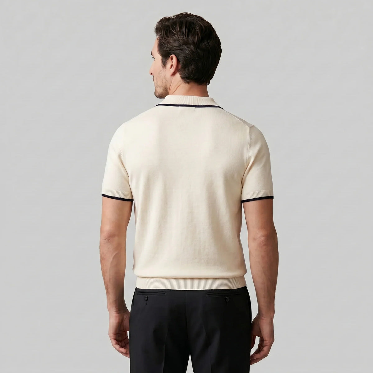 Men's Tipped Open-Collar Knit Polo 8