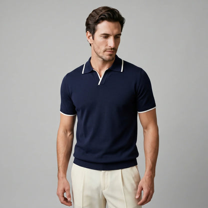 Men's Tipped Open-Collar Knit Polo 9