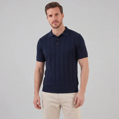 Men's Vertical Stripe Knit Polo 0