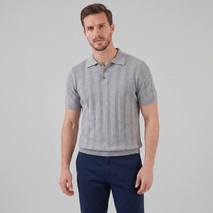 Men's Vertical Stripe Knit Polo 1