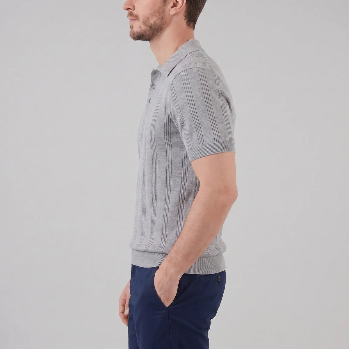 Men's Vertical Stripe Knit Polo 2