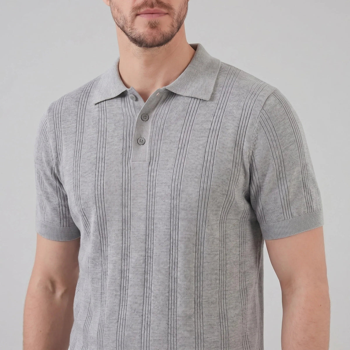 Men's Vertical Stripe Knit Polo 4