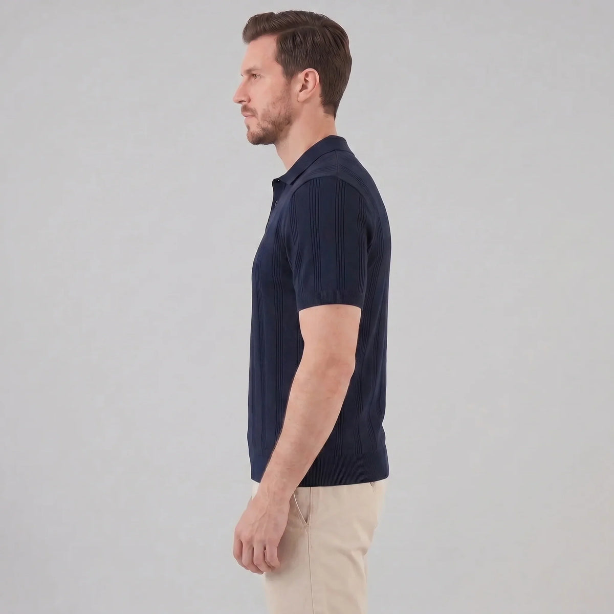 Men's Vertical Stripe Knit Polo 6