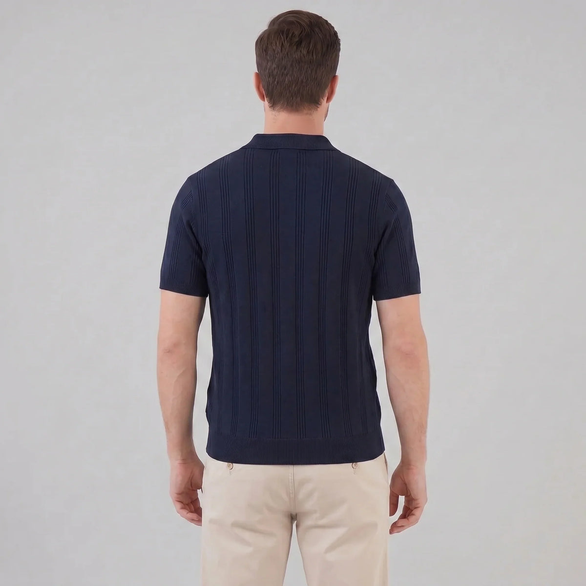 Men's Vertical Stripe Knit Polo 7
