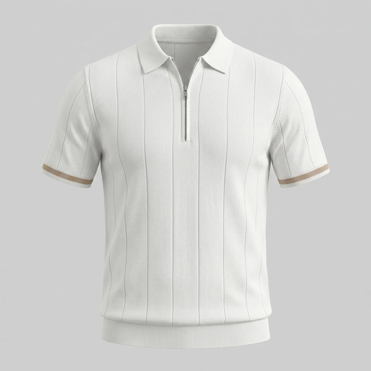 Men's Vertical Stripe Zip-Neck Polo 1