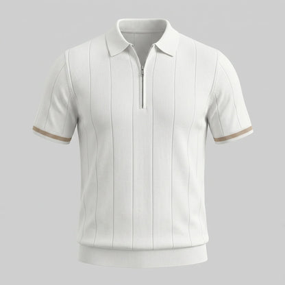 Men's Vertical Stripe Zip-Neck Polo 1