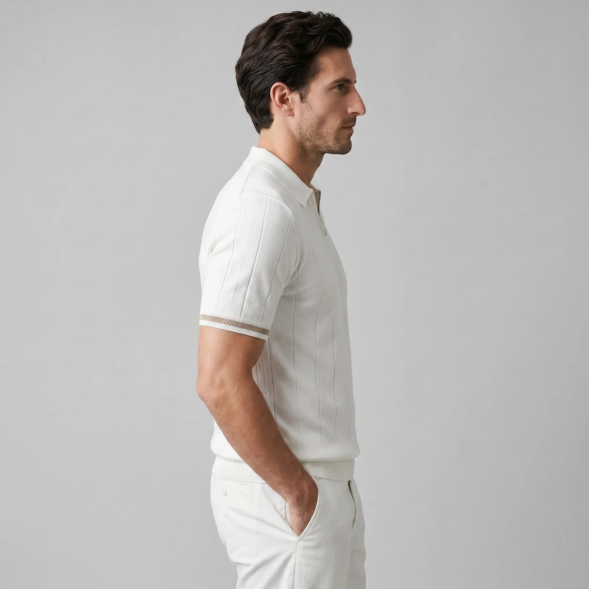 Men's Vertical Stripe Zip-Neck Polo 2