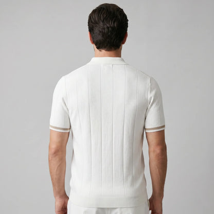 Men's Vertical Stripe Zip-Neck Polo 3