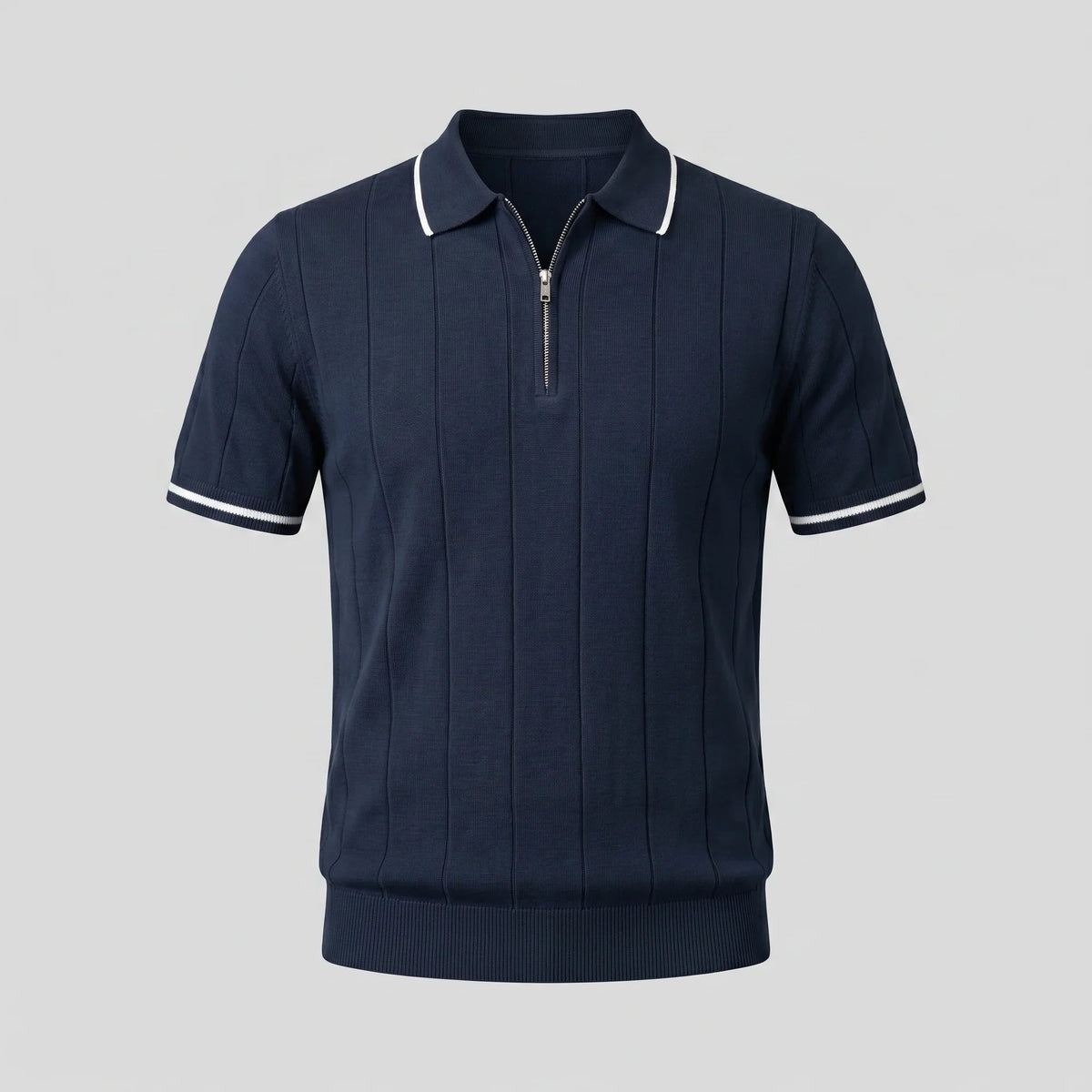 Men's Vertical Stripe Zip-Neck Polo 5