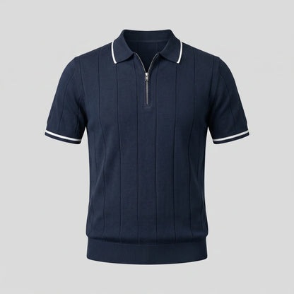 Men's Vertical Stripe Zip-Neck Polo 5