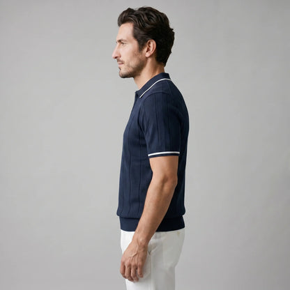 Men's Vertical Stripe Zip-Neck Polo 7