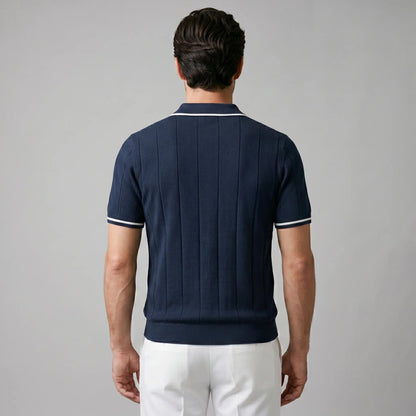 Men's Vertical Stripe Zip-Neck Polo 8