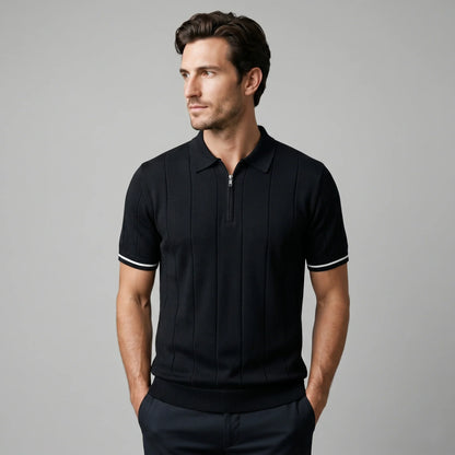 Men's Vertical Stripe Zip-Neck Polo 9