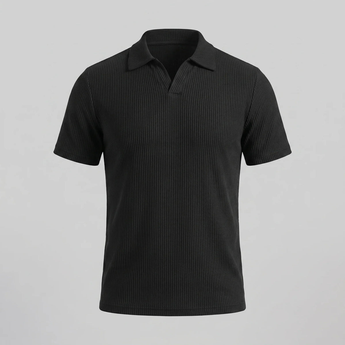 Men's Waffle Knit Open Collar Polo 4