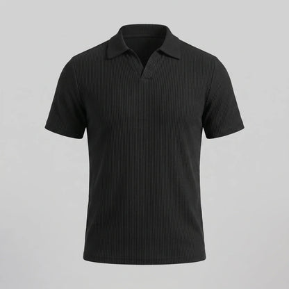 Men's Waffle Knit Open Collar Polo 4