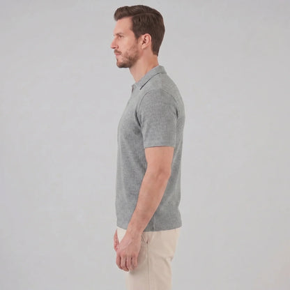Men's Waffle Knit Open Collar Polo 6