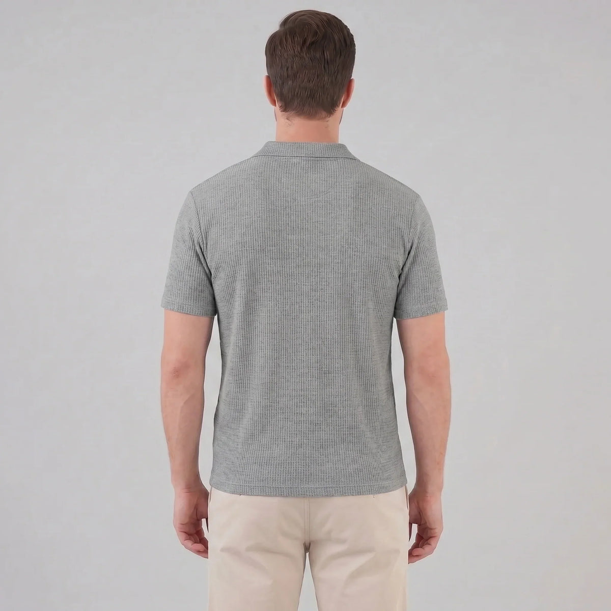 Men's Waffle Knit Open Collar Polo 7