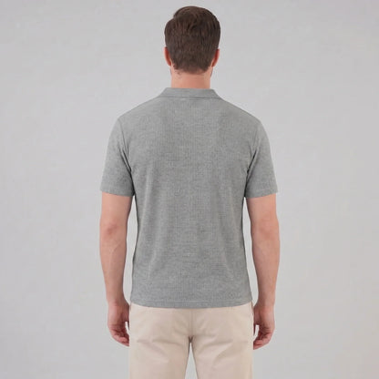 Men's Waffle Knit Open Collar Polo 7