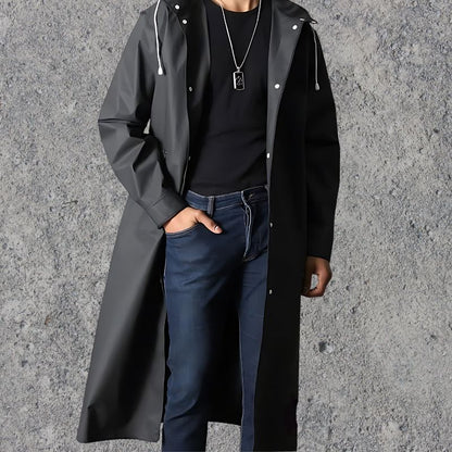 Men's Waterproof Raincoat with Hood | Lightweight Knee-Length Raincoat 0