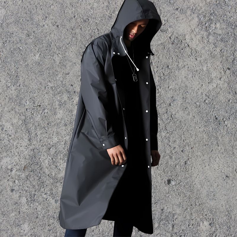 Men's Waterproof Raincoat with Hood | Lightweight Knee-Length Raincoat 3