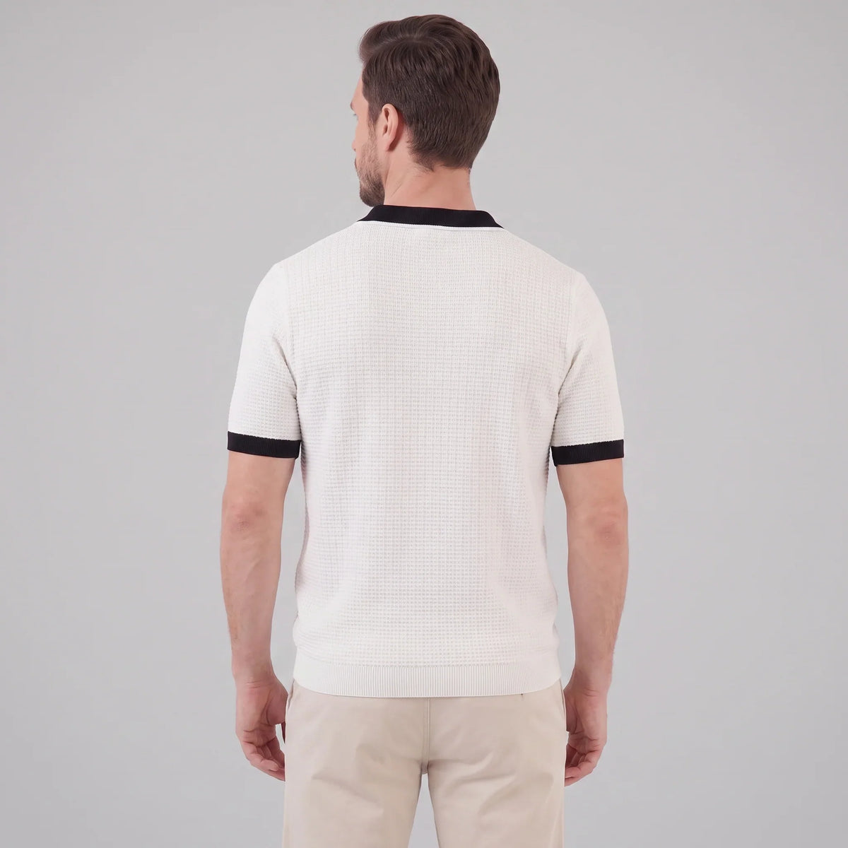 Men's Weave Contrast Trim Polo Shirt 3