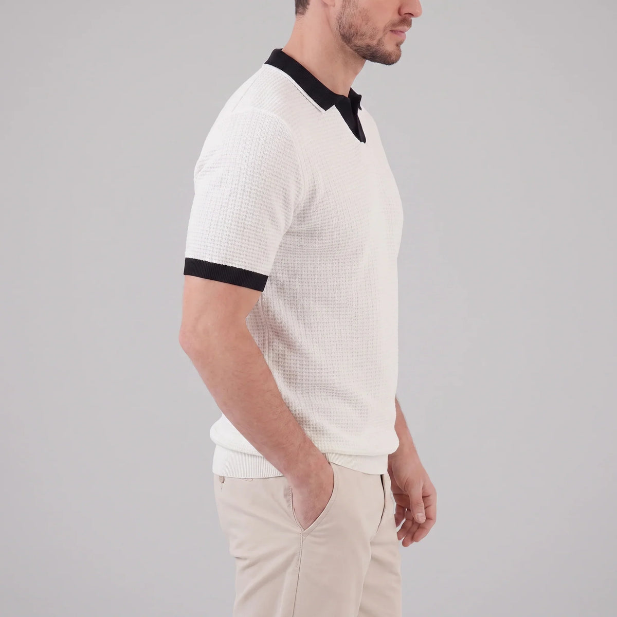 Men's Weave Contrast Trim Polo Shirt 4