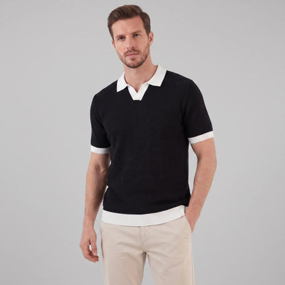 Men's Weave Contrast Trim Polo Shirt 7