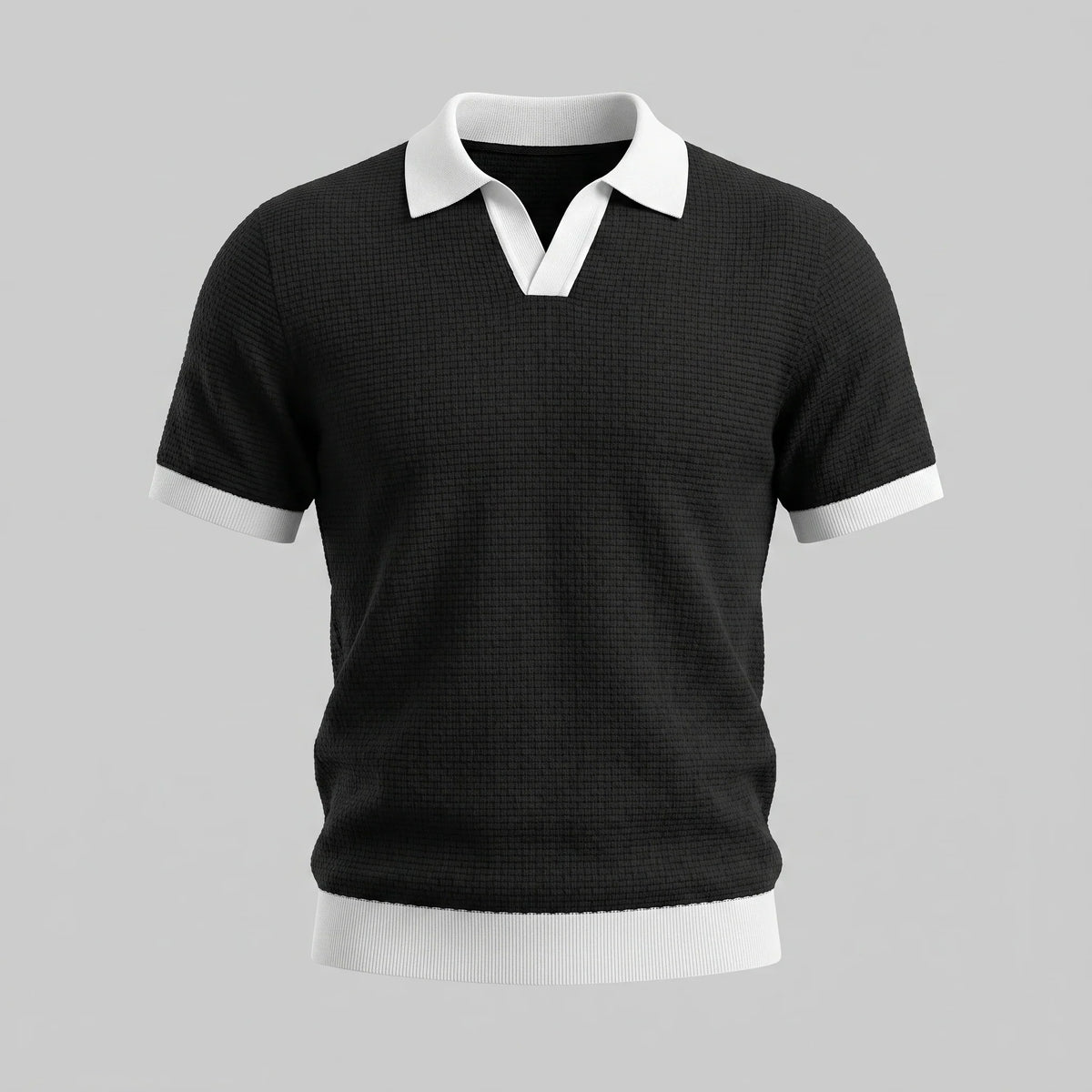 Men's Weave Contrast Trim Polo Shirt 8
