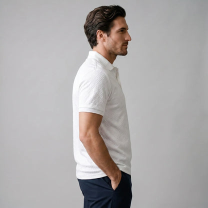Men's White Textured Polo Shirt 1