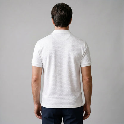 Men's White Textured Polo Shirt 2