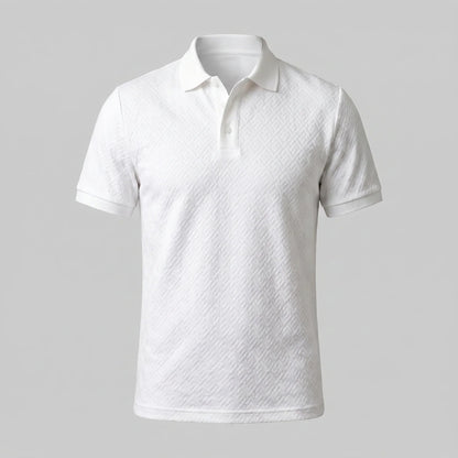 Men's White Textured Polo Shirt 4
