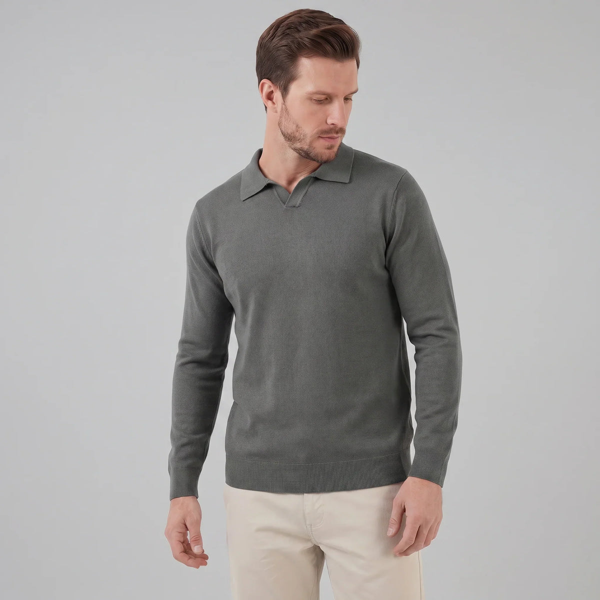 Men's Wool V-Neck Polo 0