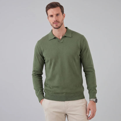 Men's Wool V-Neck Polo 11