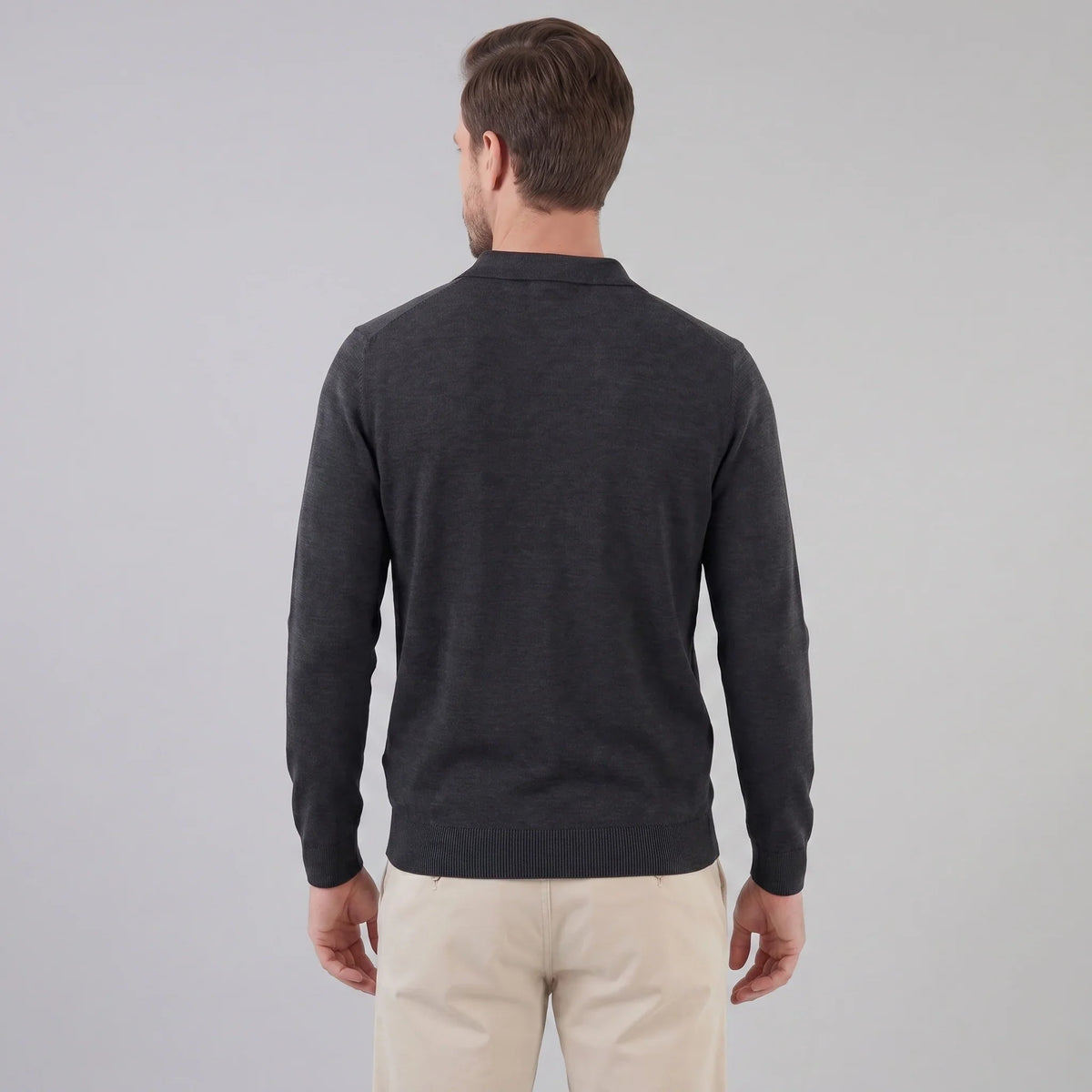 Men's Wool V-Neck Polo 8
