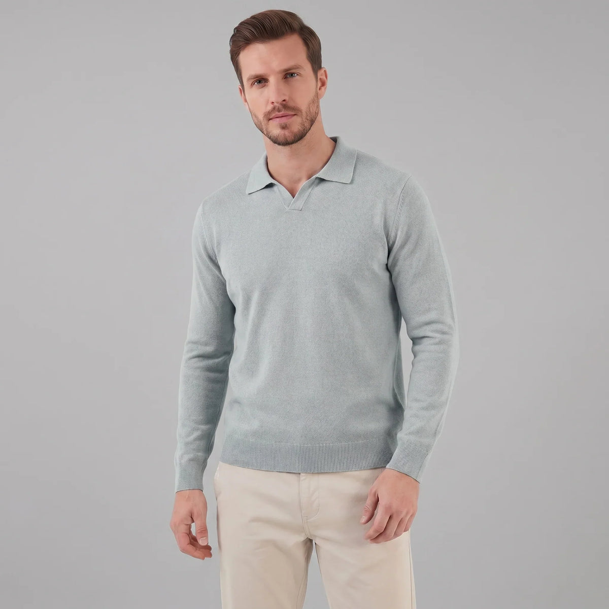 Men's Wool V-Neck Polo 9
