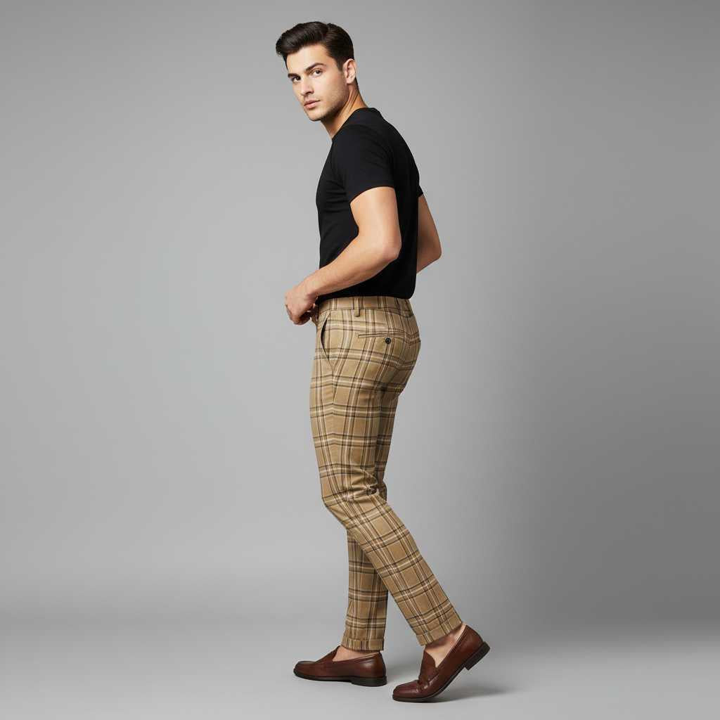 Sasha Checked Chinos | Men's Trousers for Casual Wear