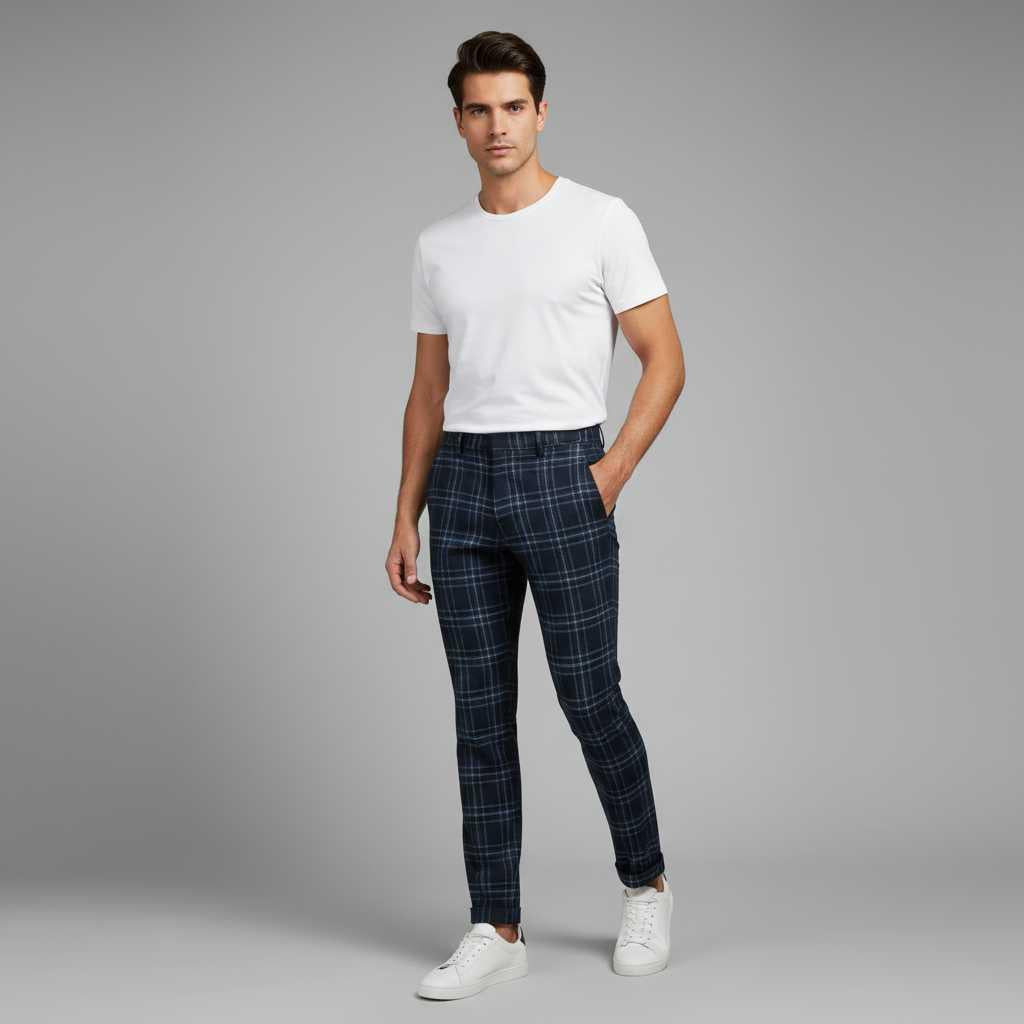 Sasha Checked Chinos | Men's Trousers for Casual Wear